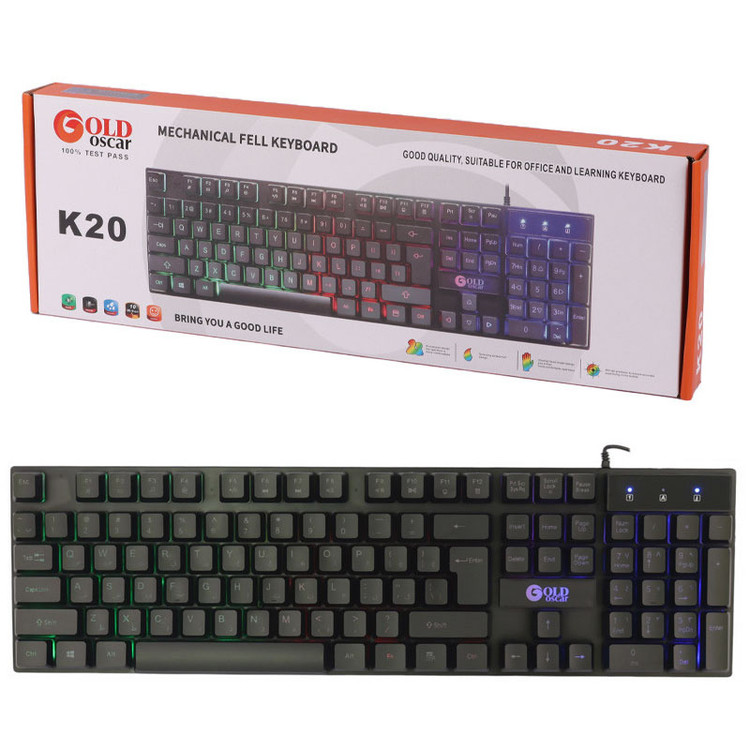 کیبرد با سیم گیمینگ گلد اسکار مدل K20