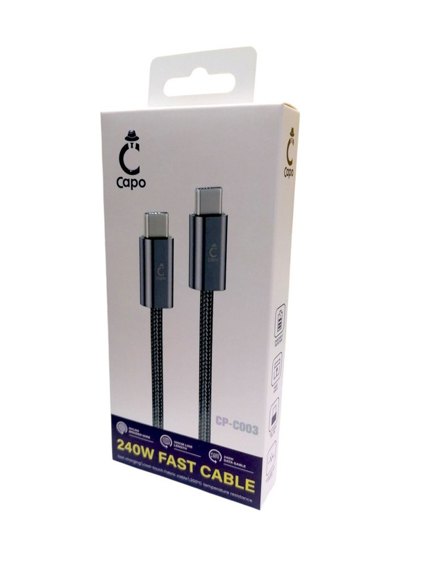 کابل اصلی و اورجینال شارژ فوق سریع 240 وات Capo مدل CP-C003 (Type-C to Type-C)