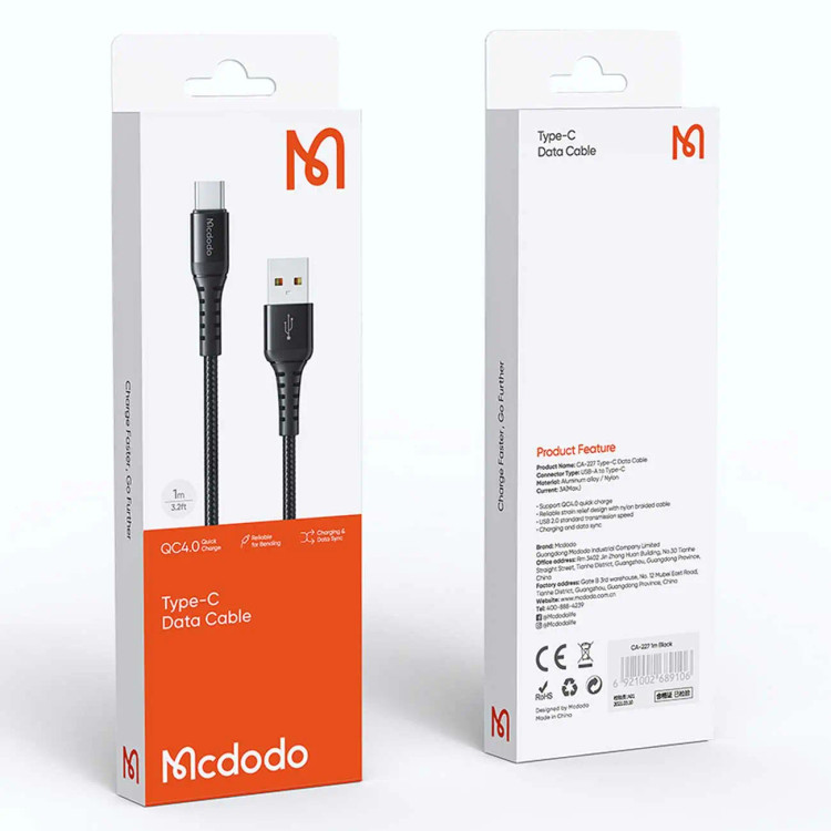 کابل اصلی و اورجینال تبدیل تایپ c مک دودو مدل CA-2270 طول 0.2 متر کوتاه