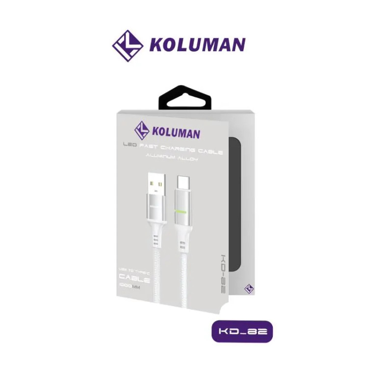 کابل اصلی شارژ کلومن KOLUMAN مدل KD-82 تایپ سی