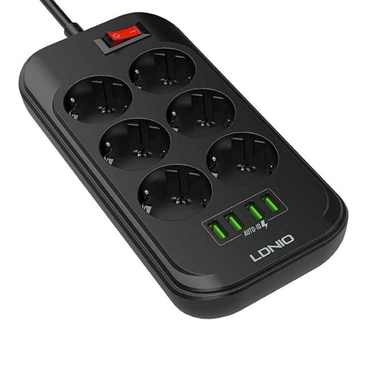 سه راهی برق الدینیو LDNIO اصلی 4 پرت usb