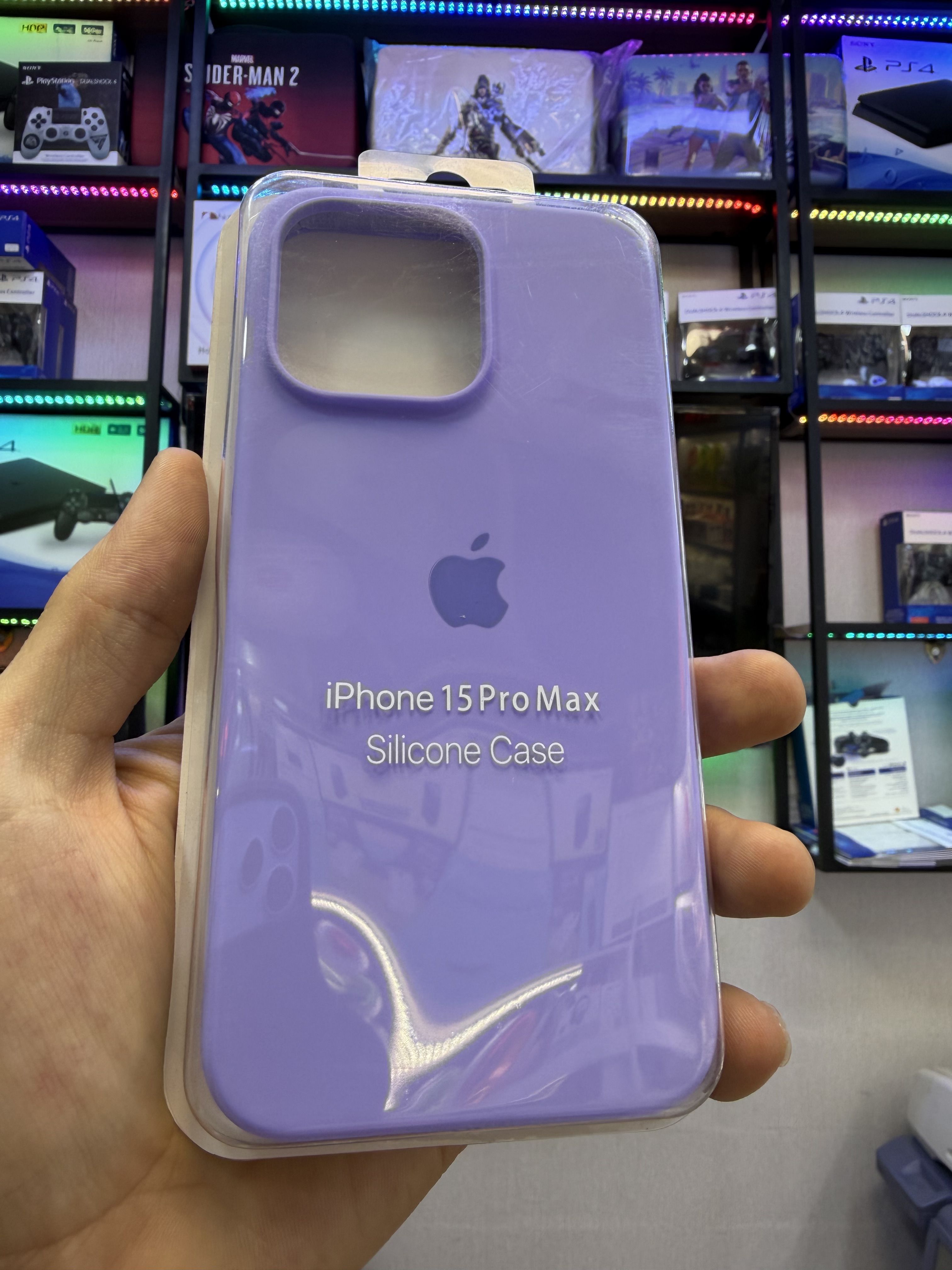 قاب محافظ سیلیکونی اورجینال ایفون 15پرو مکس رنگ بنفش ضمانت اصلی 15promax