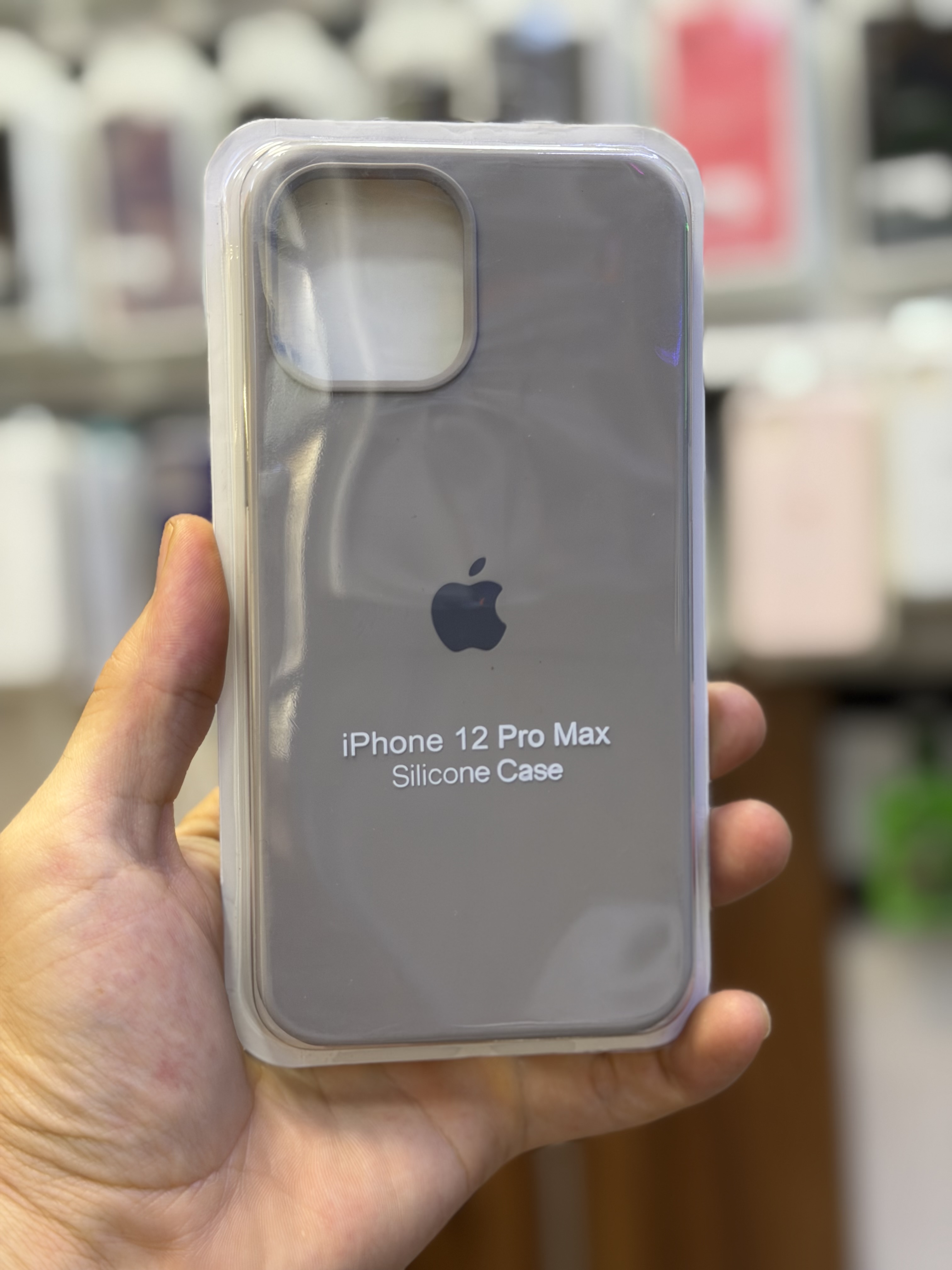 قاب محافظ سیلیکونی اورجینال ایفون 12پرو مکس رنگ طوسی با ضمانت اصلی 12pro max