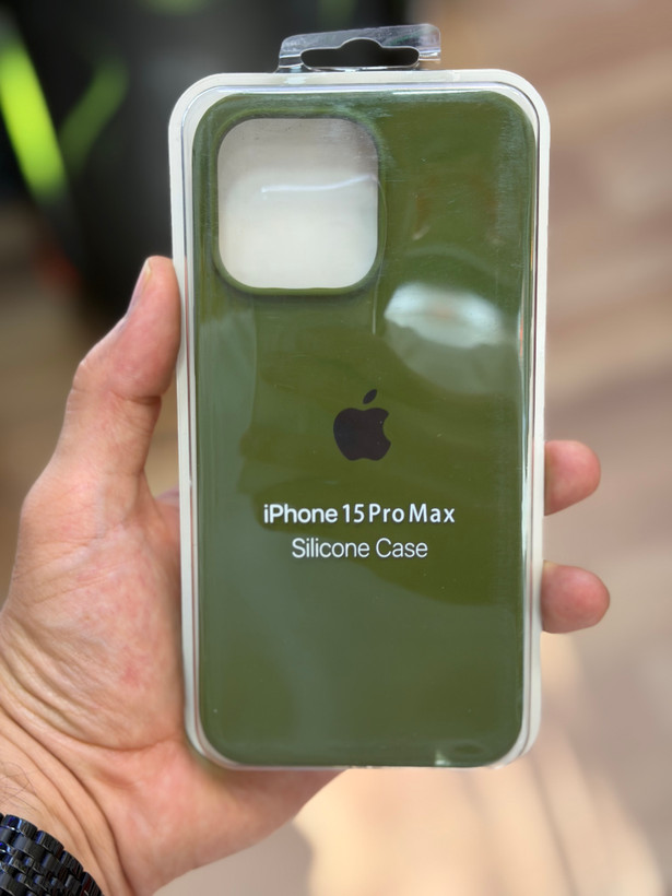 قاب محافظ سیلیکونی اورجینال ایفون 15پرو مکس رنگ سبز لجنی ضمانت اصلی 15promax
