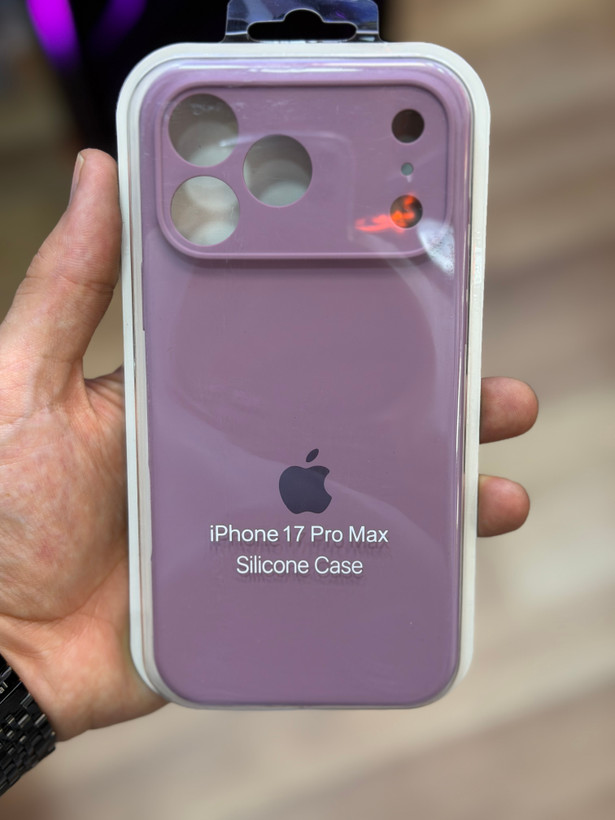قاب محافظ سیلیکونی اورجینال ایفون۱۷پرو مکس رنگ بنفش روشن با ضمانت اصلی 17promax