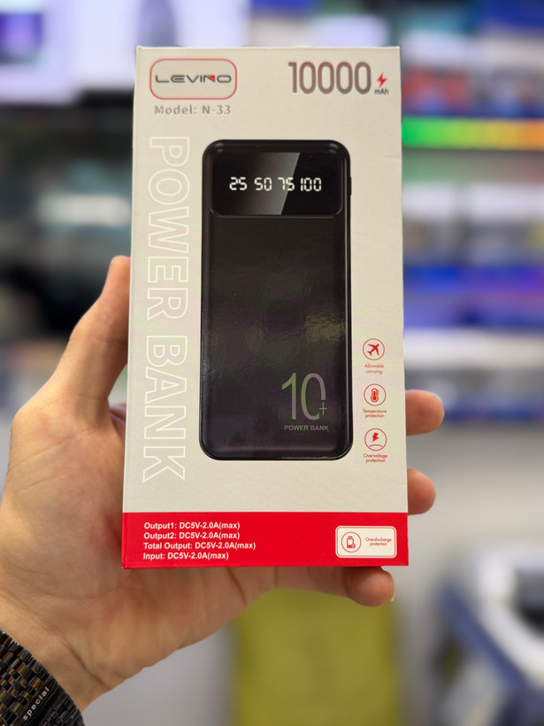 پاوربانک لوینو N-33 با ظرفیت 10000 میلیآمپر ۴کابل سرخود کیفیت عالی