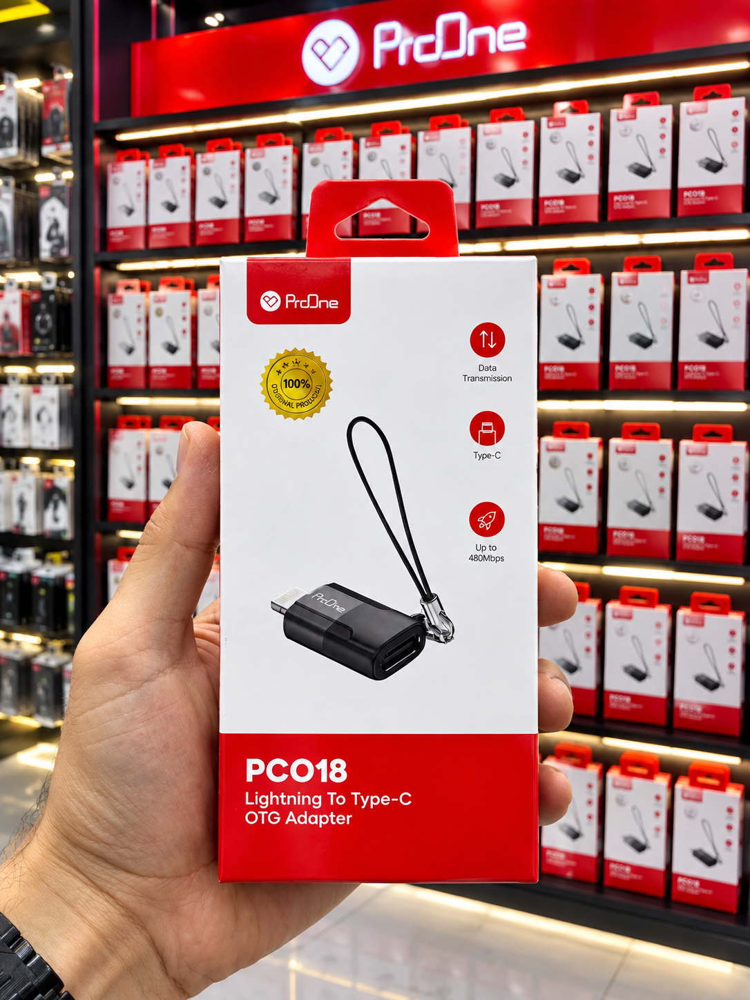 مبدل ProOne PC018 یک آداپتور Lightning به USB Type-C OTG