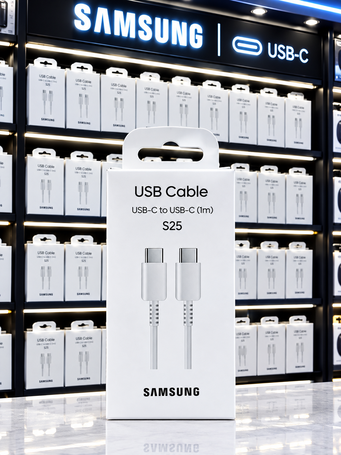 کابل USB-C به USB-C سامسونگ S25 سفید