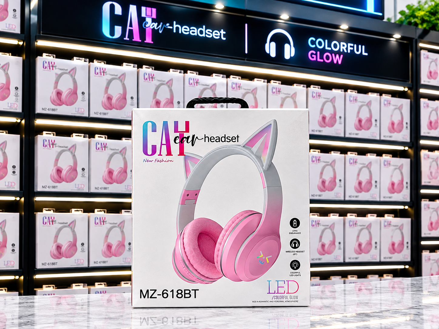 هدست بلوتوثی CAT مدل MZ-618BT؛ طراحی گربه‌ای با نورپردازی LED